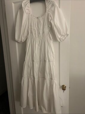 White Maxi Dress with Puff Sleeves